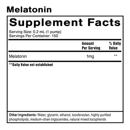 Supplement facts panel for Quicksilver Scientific Melatonin