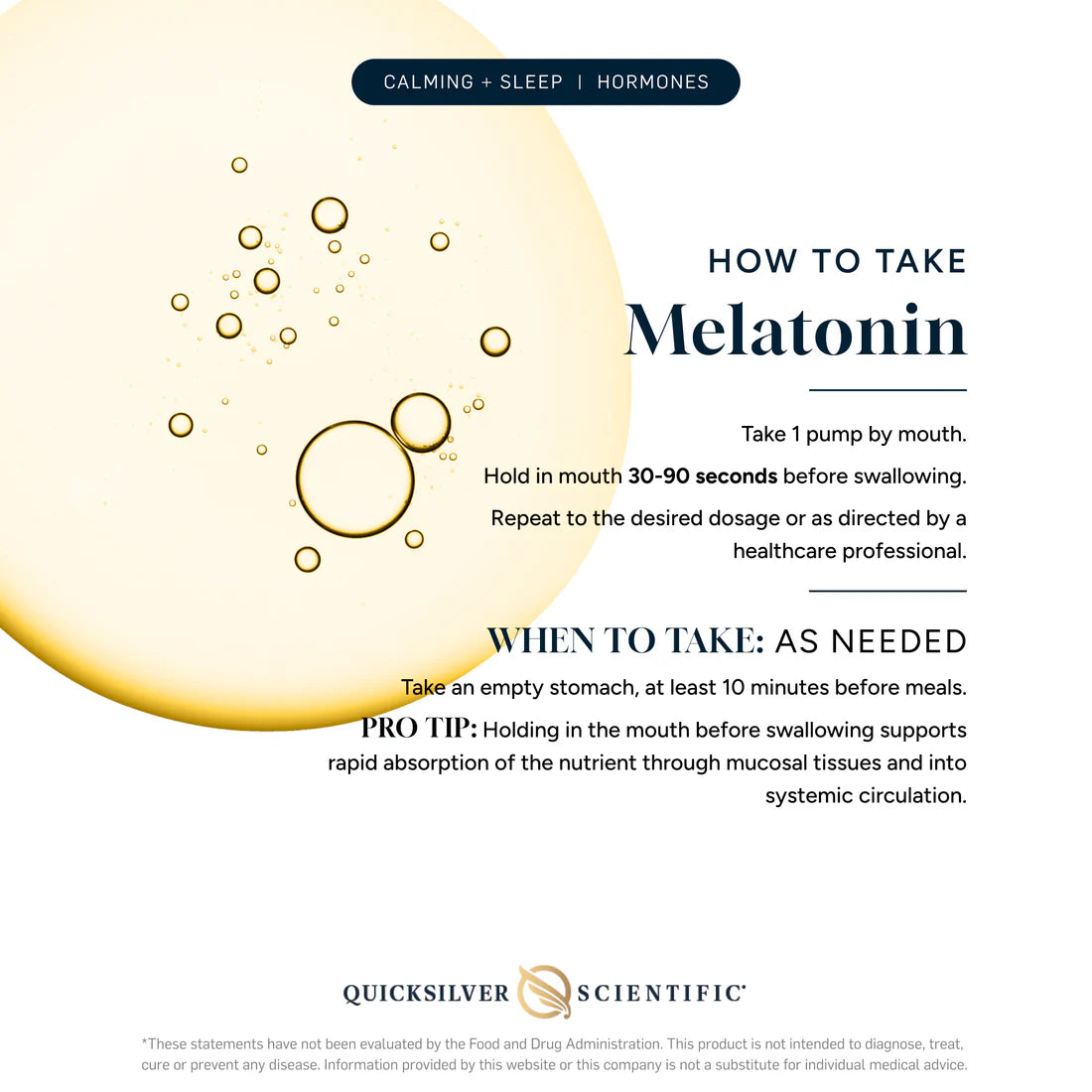Usage instructions for Quicksilver Scientific Melatonin