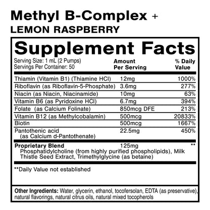 Supplement facts panel for Quicksilver Scientific Methyl B-Complex