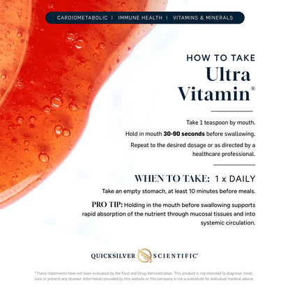Usage instructions for Quicksilver Scientific Ultra Vitamin